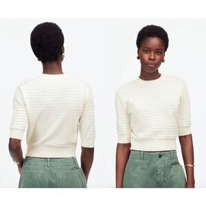 Madewell | NWT | Textural-Stitch Cotton Sweater Lighthouse Ivory | Sz XS